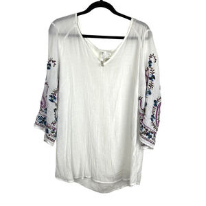 Forgotten Grace Floral Embroidered Tunic Top Size 3XL